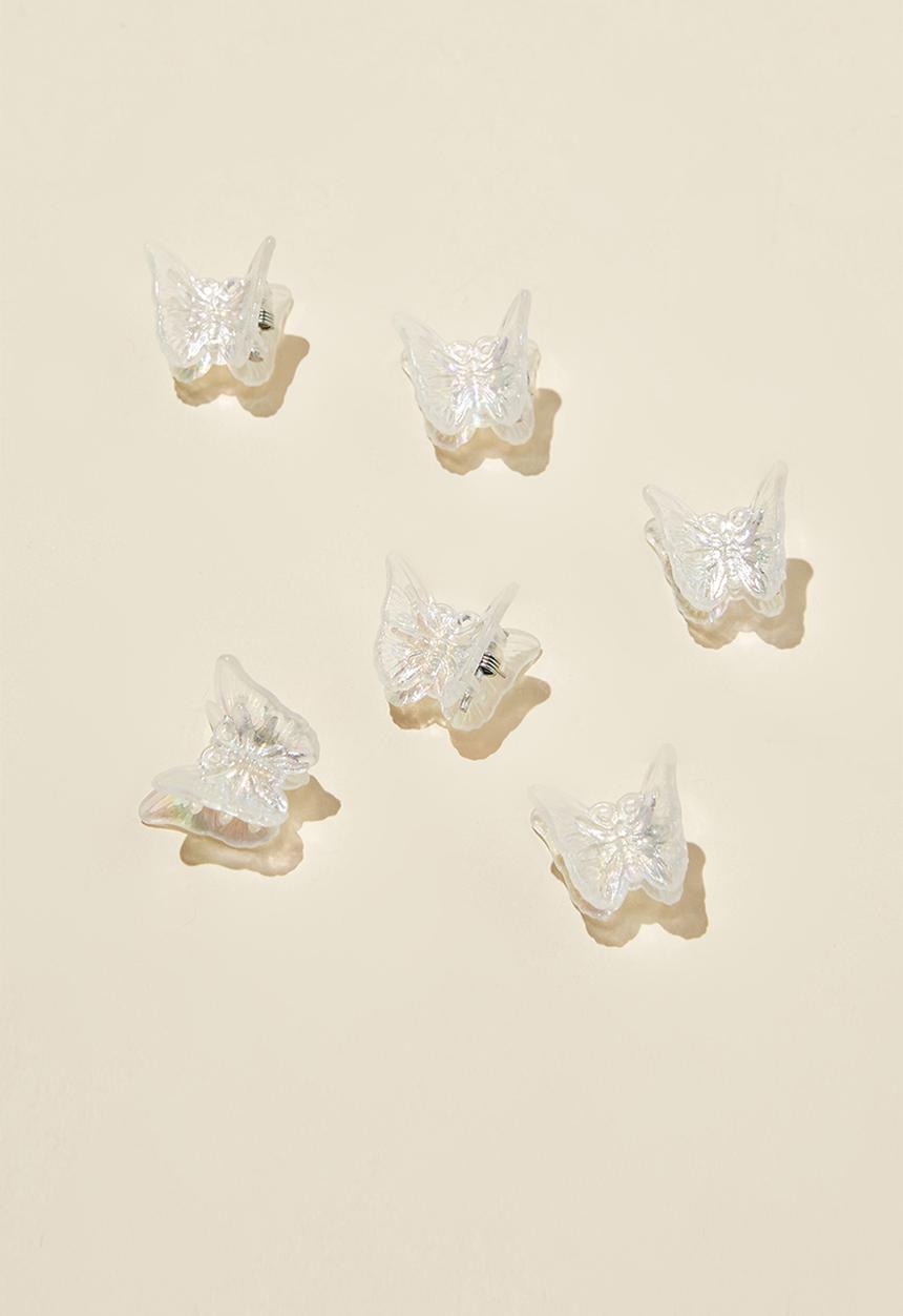 Cotton On - 6 Pack mini butterfly claws - iridescent