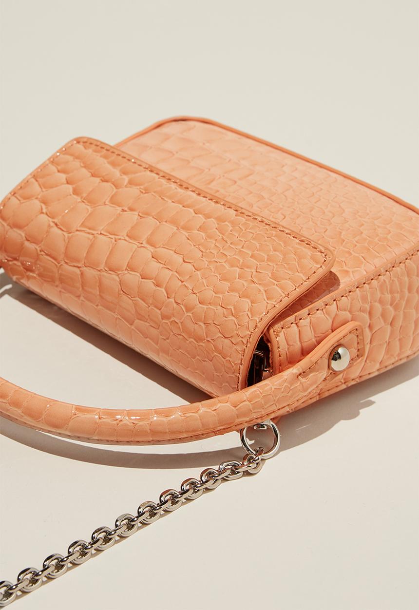 Cotton On - Jessie mini cross body bag - soft orange patent texture