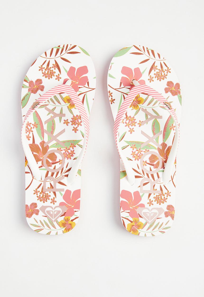 Roxy - Rg pebbles vii flip-flop - white & pink
