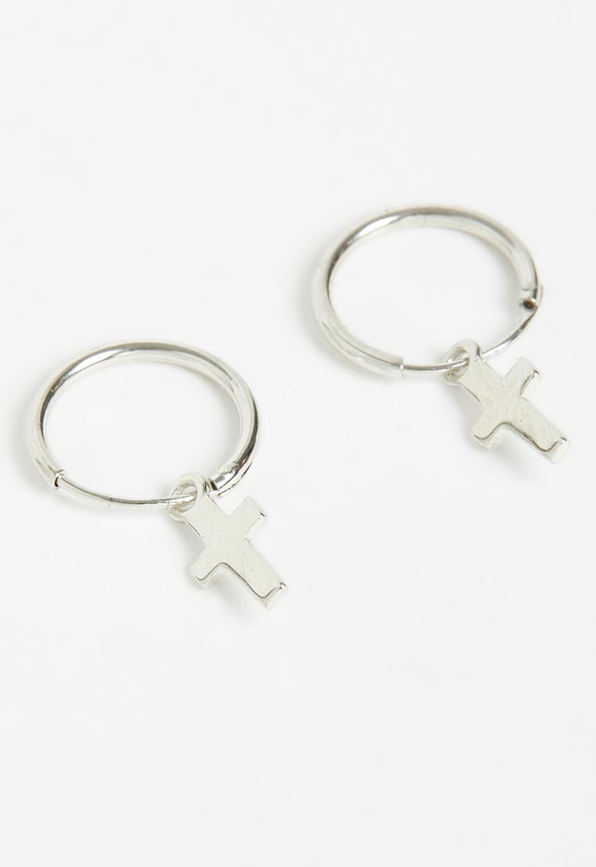 Superbalist - Sterling silver cross charm earrings - silver