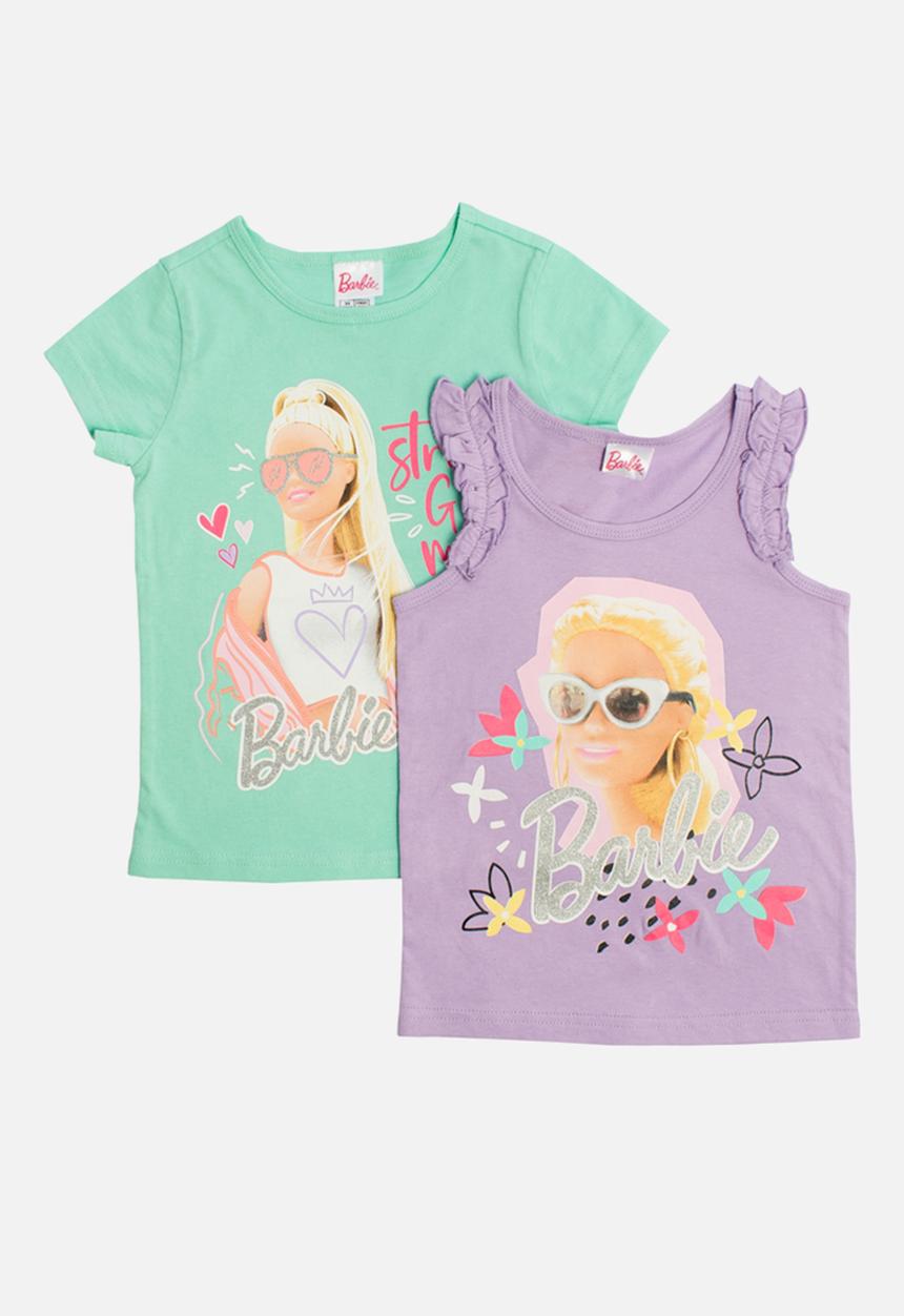 Character Group - Barbie 2 pack tee & vest - aqua/lilac