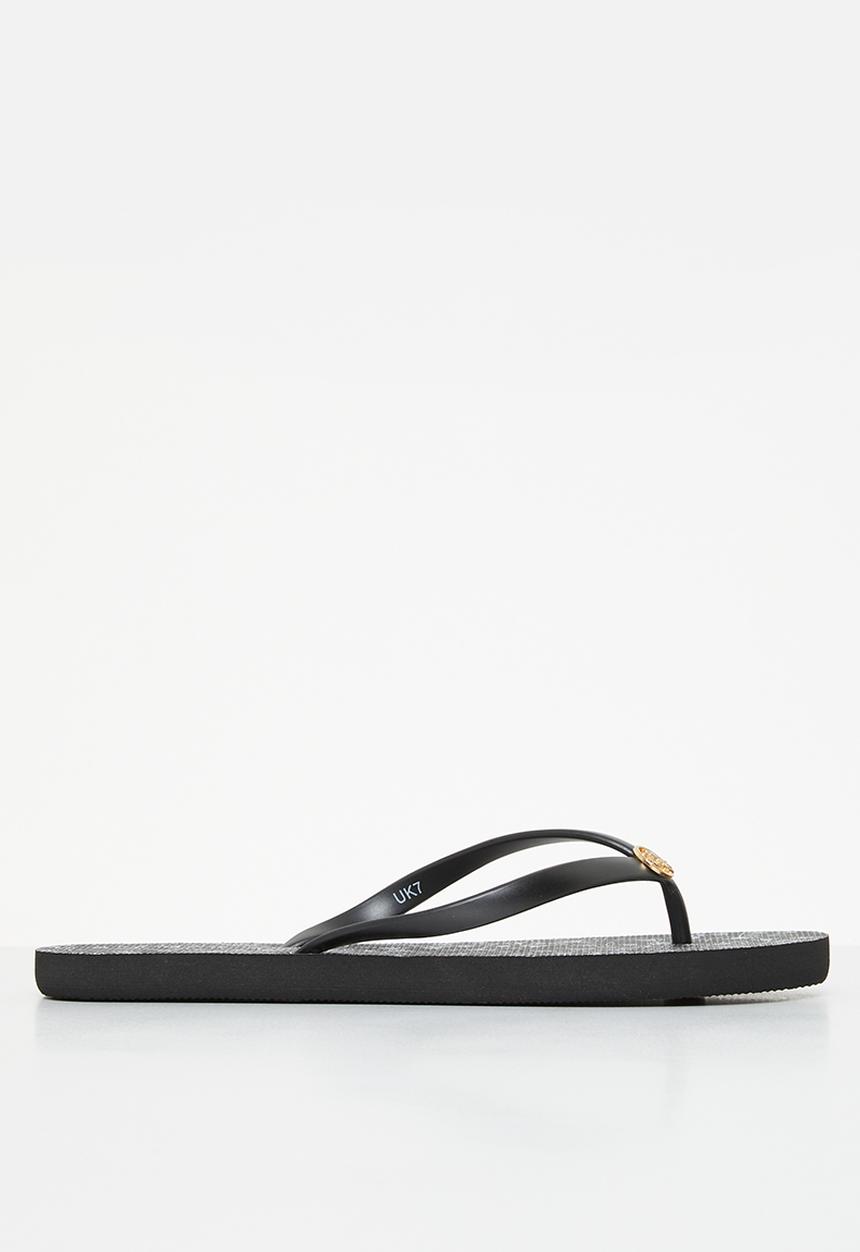 POLO - Basic floral print flip flop - black