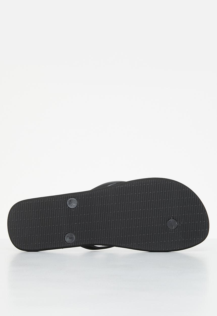 POLO - Basic floral print flip flop - black