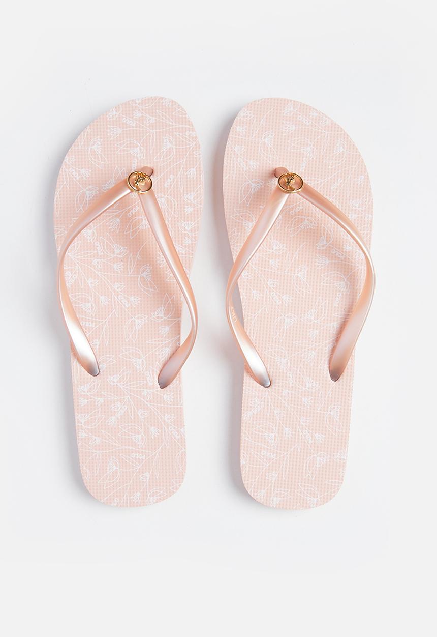 POLO - Basic floral print flip flop - blush
