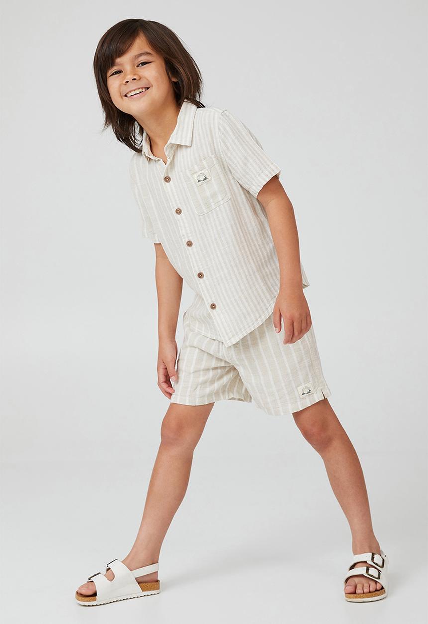 Cotton On - Los cabos short - rainy day / vanilla stripe