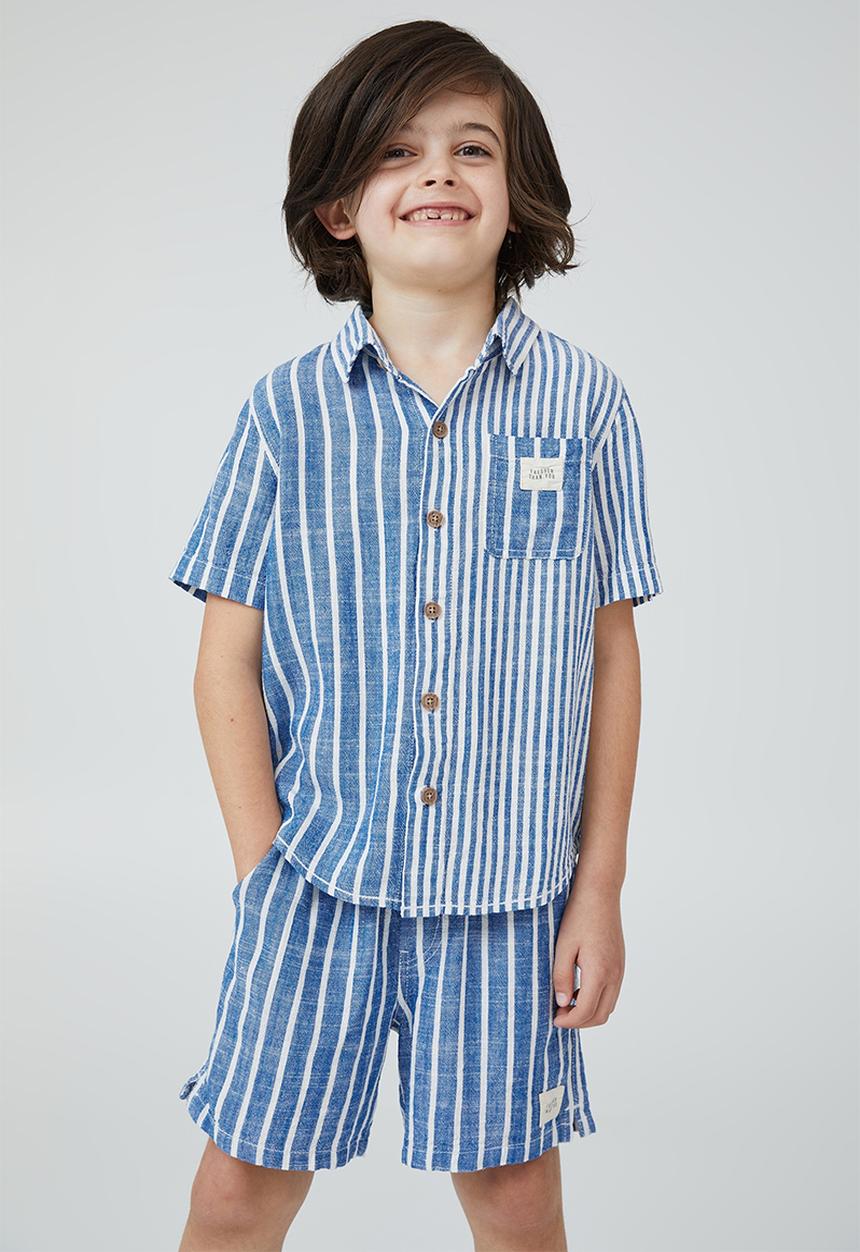 Cotton On - Resort short sleeve shirt - blue punch /  vanilla stripe