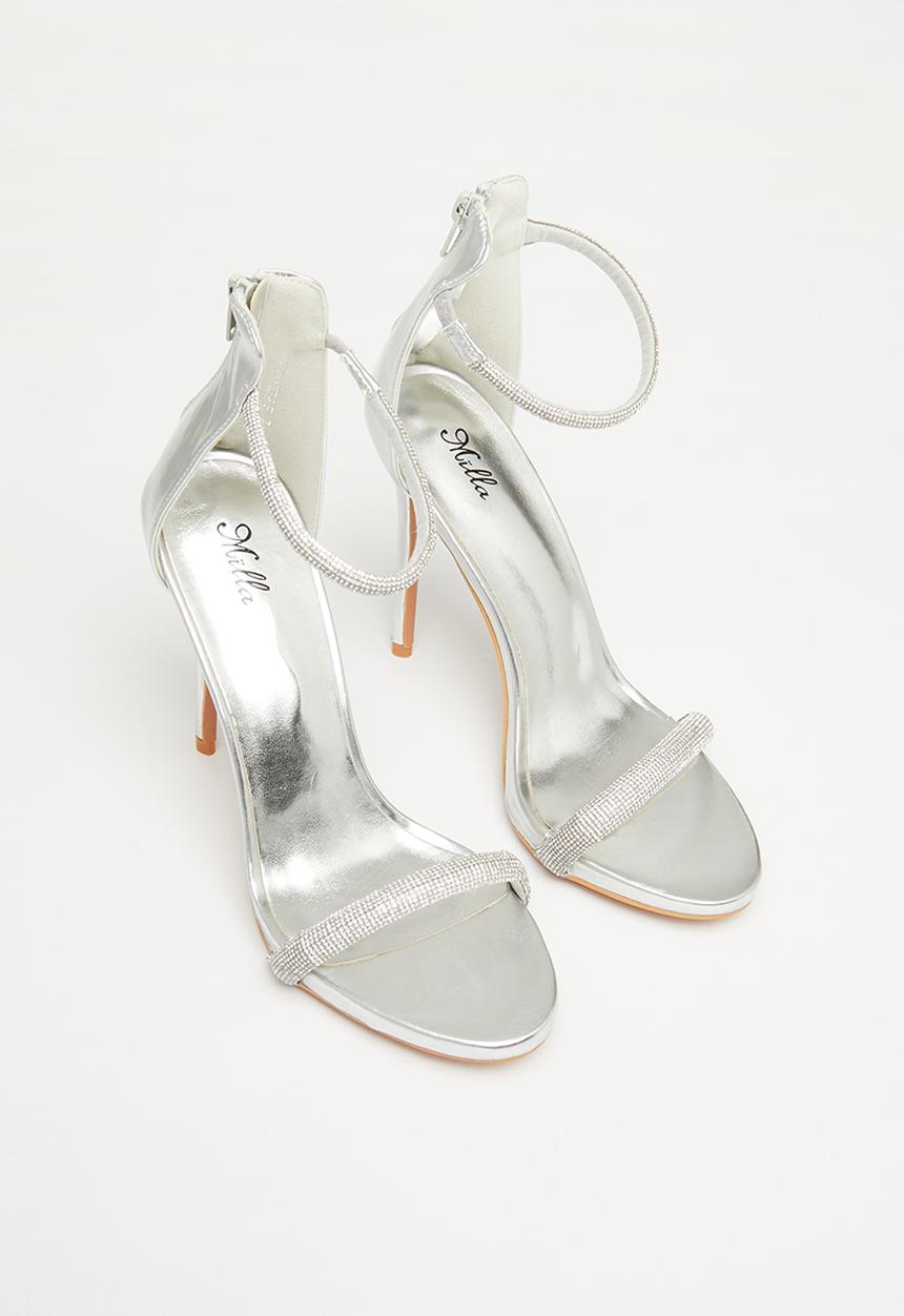 MILLA - Ryder ankle strap heel - silver