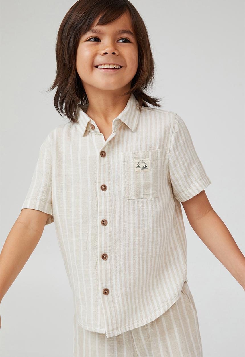Cotton On - Resort short sleeve shirt - rainy day / vanilla stripe