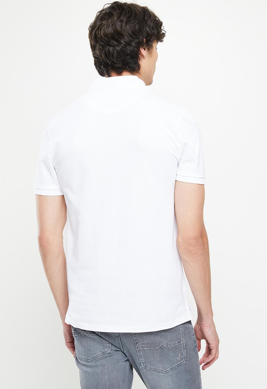 POLO - Men slim fit logo golfer - white