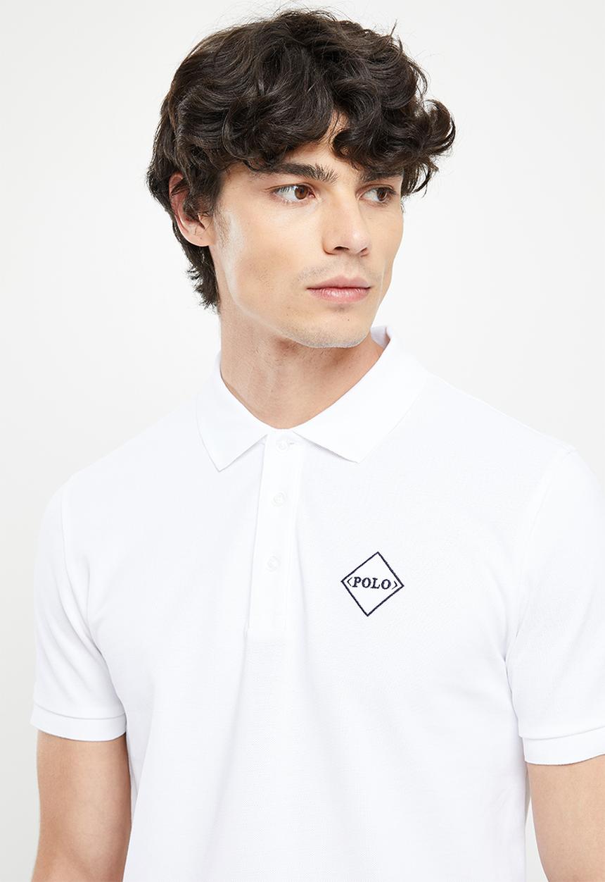 POLO - Men slim fit logo golfer - white