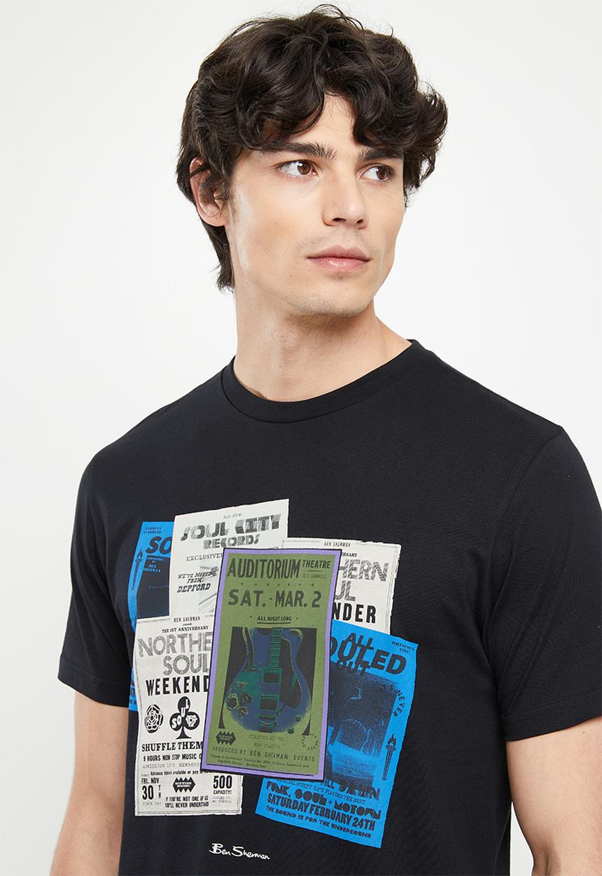 Ben Sherman - Poster guitar tee shirt - black