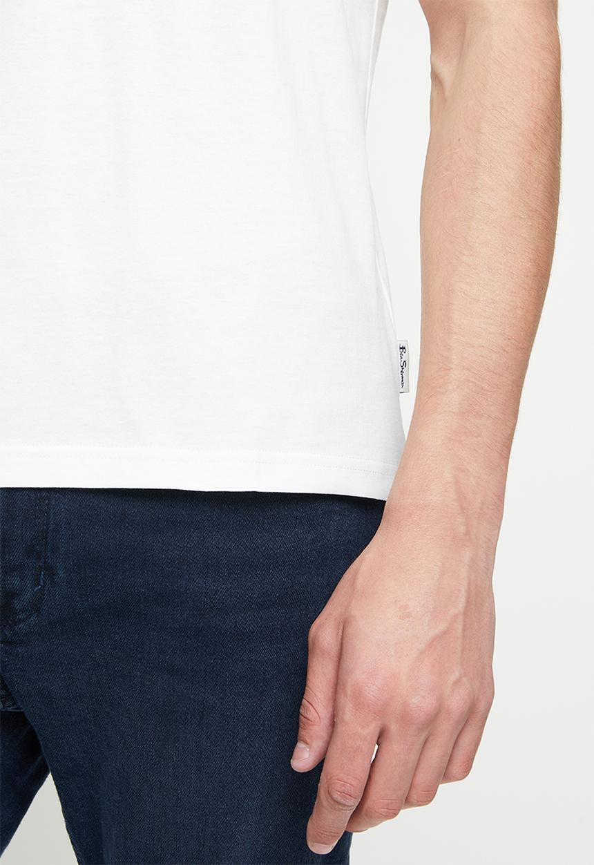 Ben Sherman - Fractured gingh target tee shirt - ivory