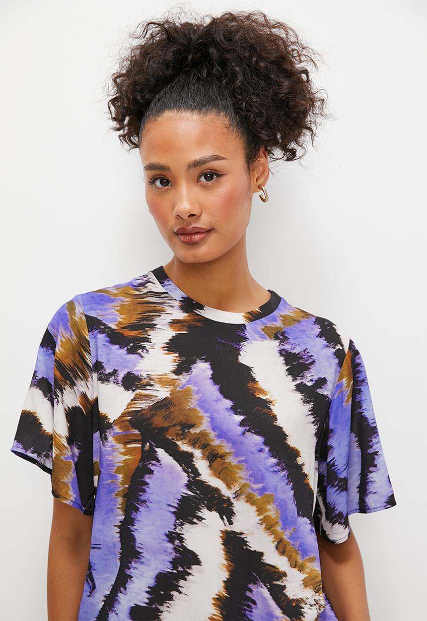 edit - Femme woven tee -  blue zebra