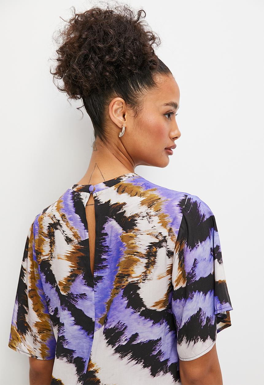 edit - Femme woven tee -  blue zebra