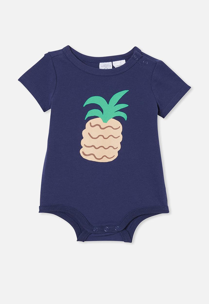 Cotton On - The short sleeve bubbysuit - indigo/tropical pineapple