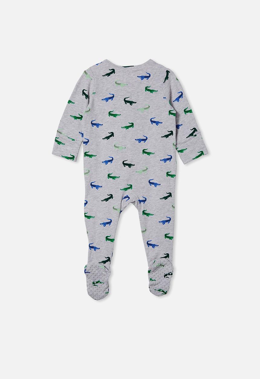 Cotton On - The long sleeve zip romper - cloud marle/carter crocodile