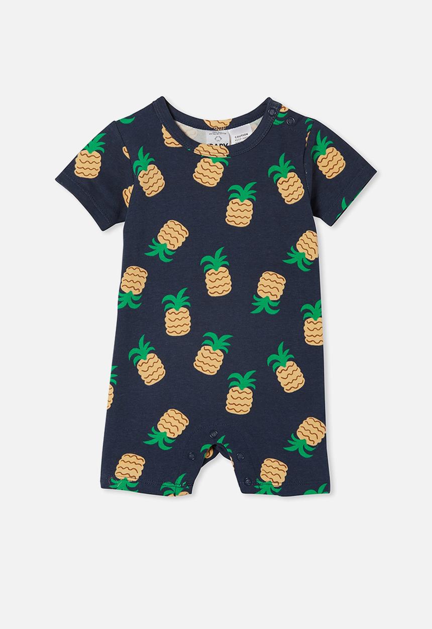 Cotton On - The short sleeve romper - indigo/tropical pineapples