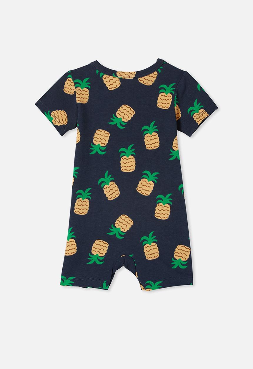 Cotton On - The short sleeve romper - indigo/tropical pineapples
