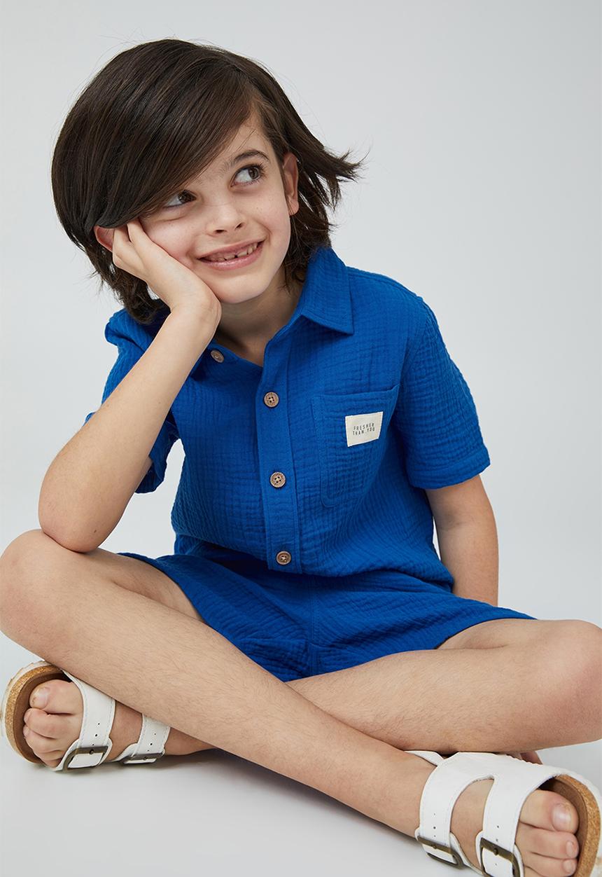 Cotton On - Resort short sleeve shirt - blue punch / cheesecloth