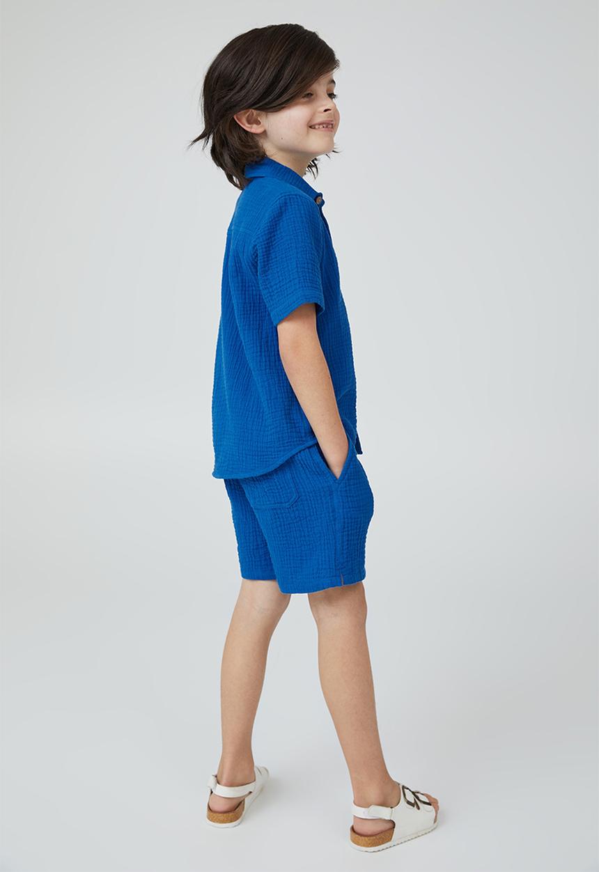 Cotton On - Resort short sleeve shirt - blue punch / cheesecloth
