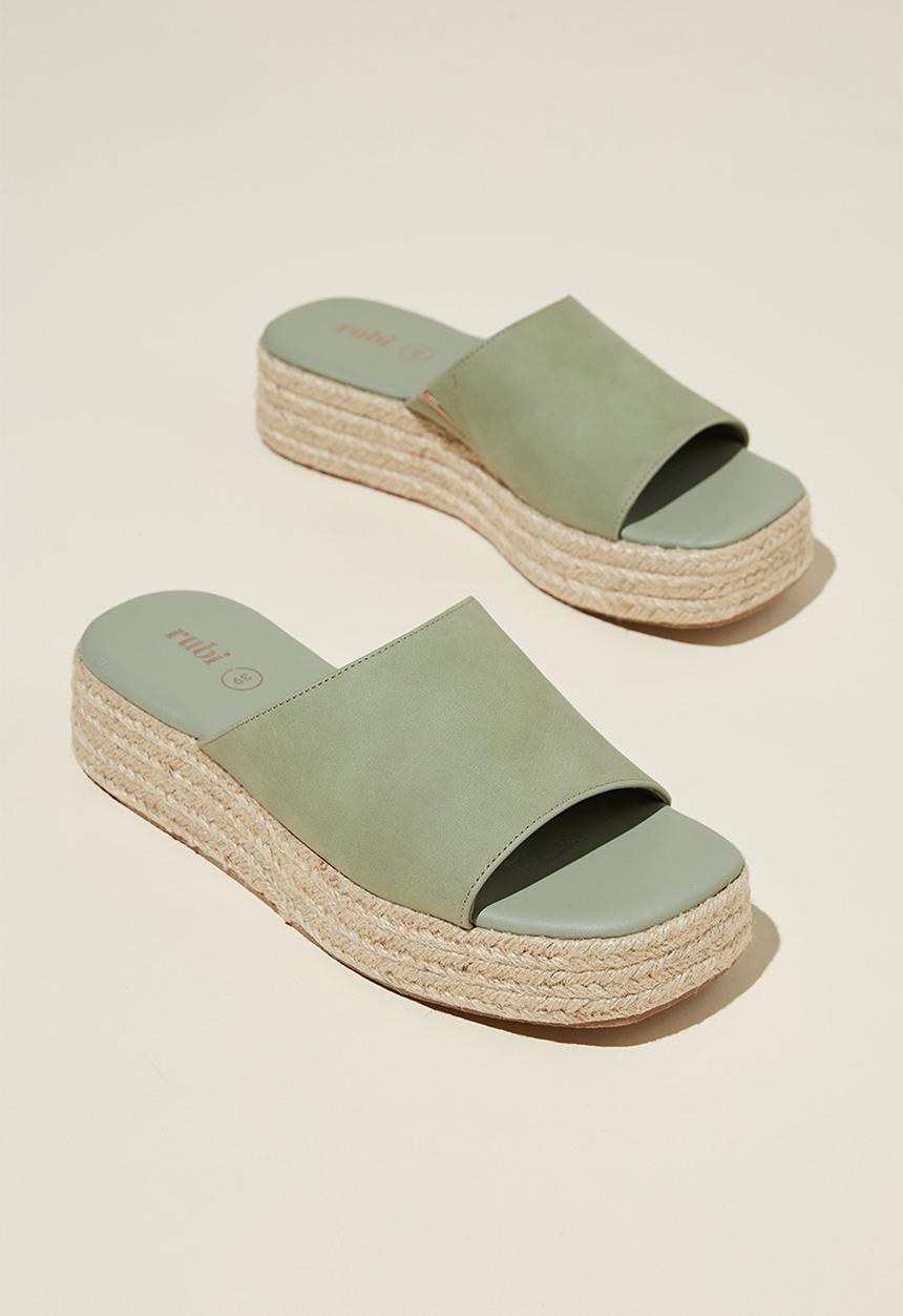 Cotton On - Erin espadrille flatform slide - sage nubuck