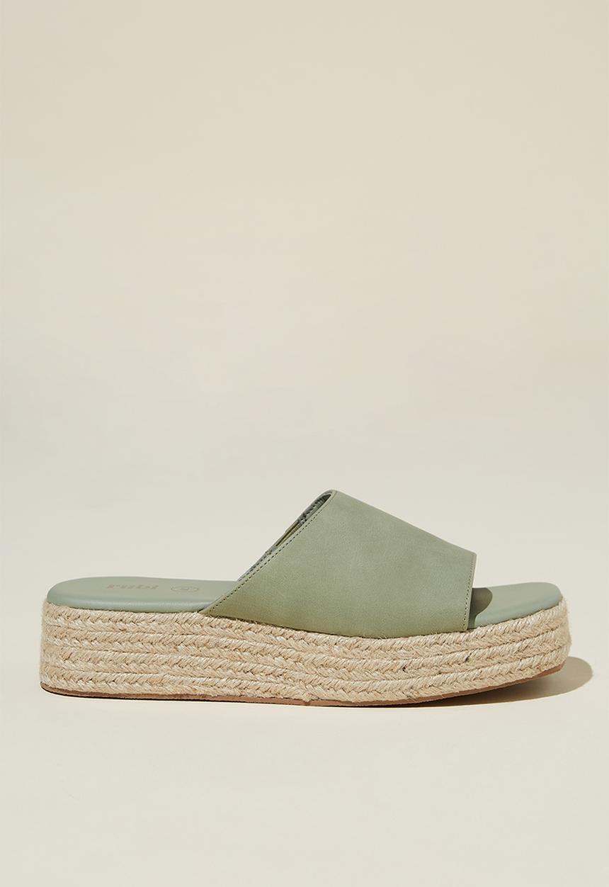 Cotton On - Erin espadrille flatform slide - sage nubuck