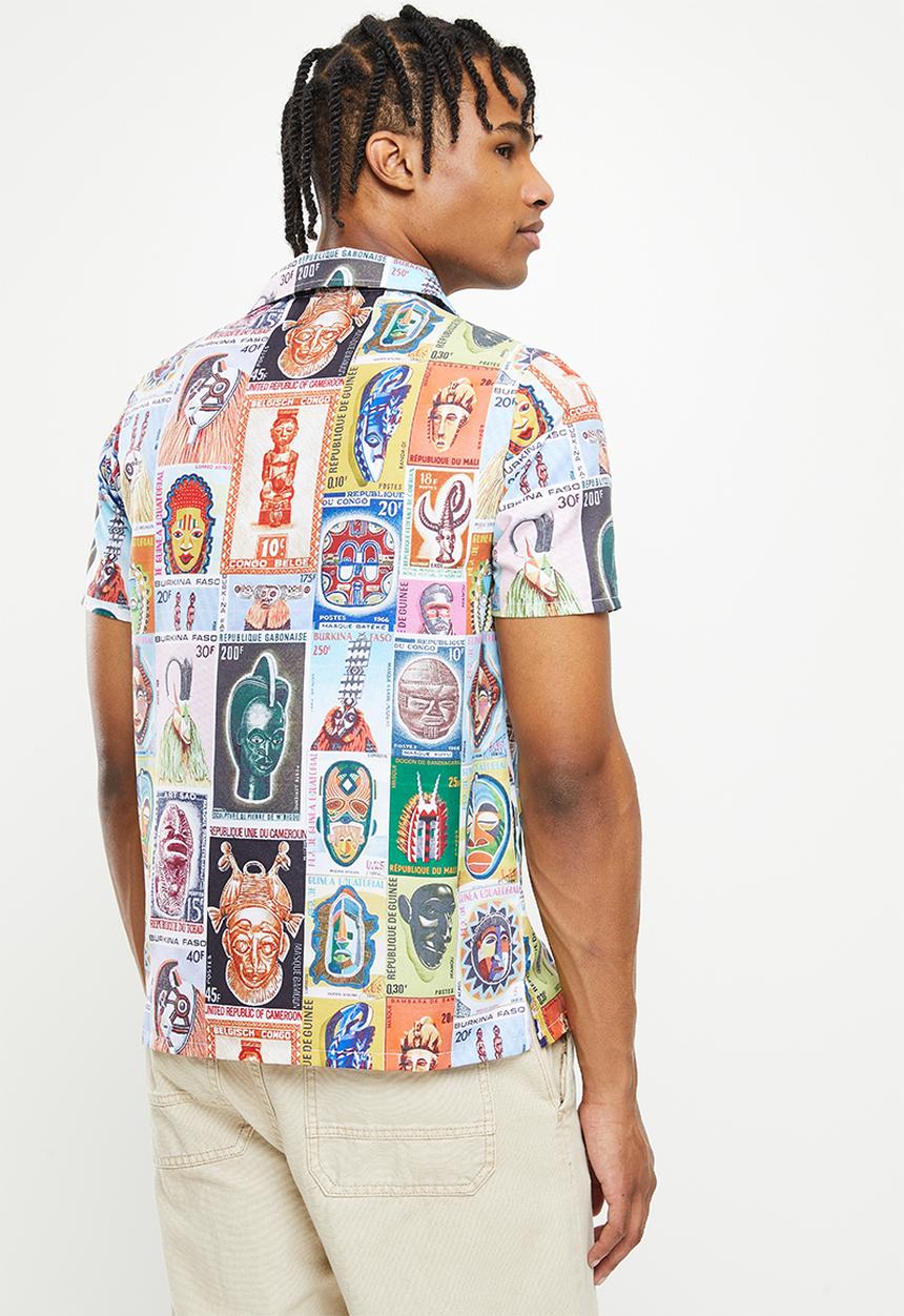 Butan - Aluuta mask - stamped - short sleeve shirt - multi