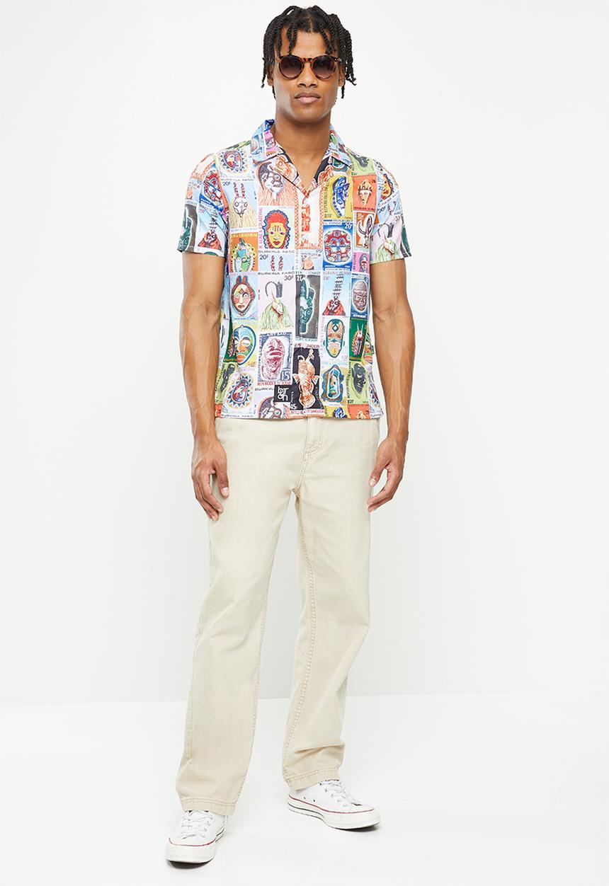 Butan - Aluuta mask - stamped - short sleeve shirt - multi