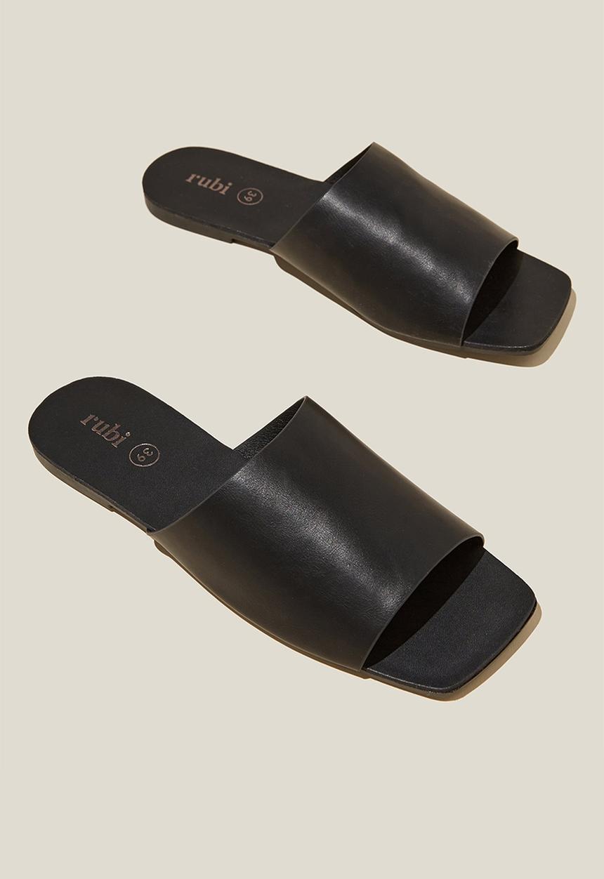 Cotton On - Selena single vamp slide - black pu