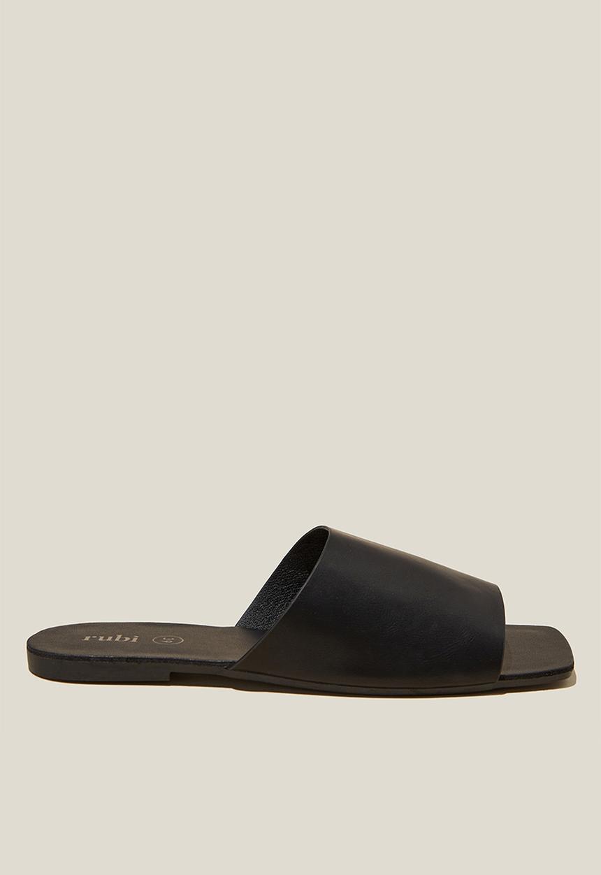 Cotton On - Selena single vamp slide - black pu