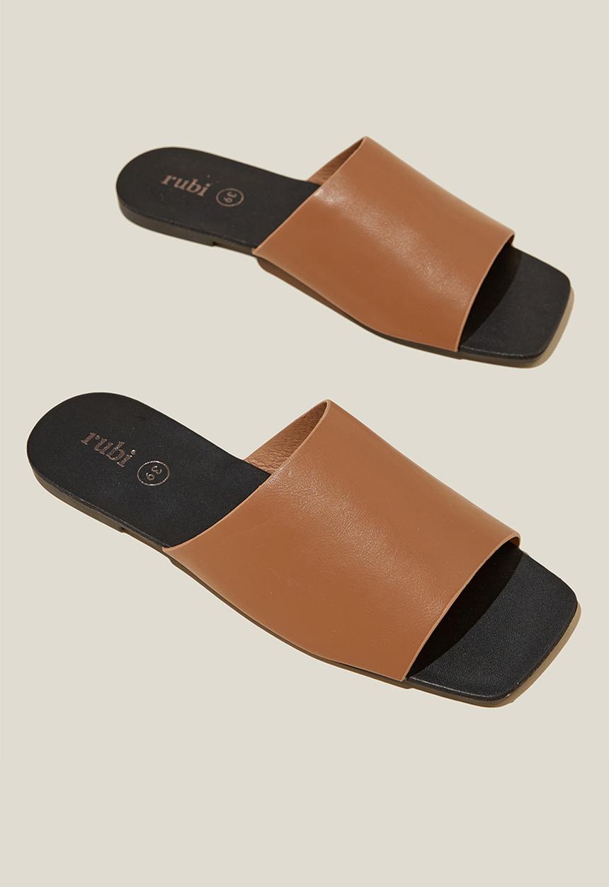 Cotton On - Selena single vamp slide - tan pu