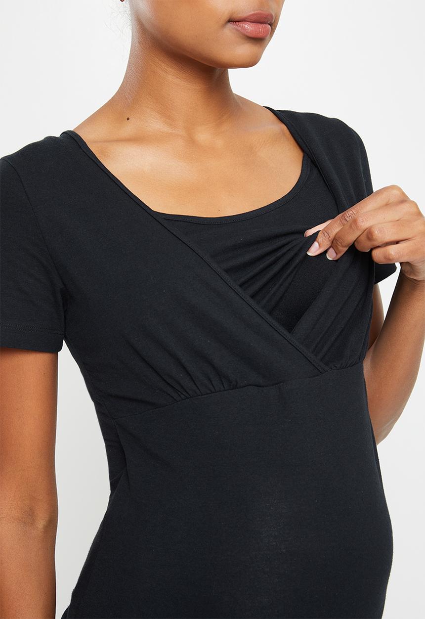 edit Maternity - Maternity 2 pack v-neck nursing tee - black & white
