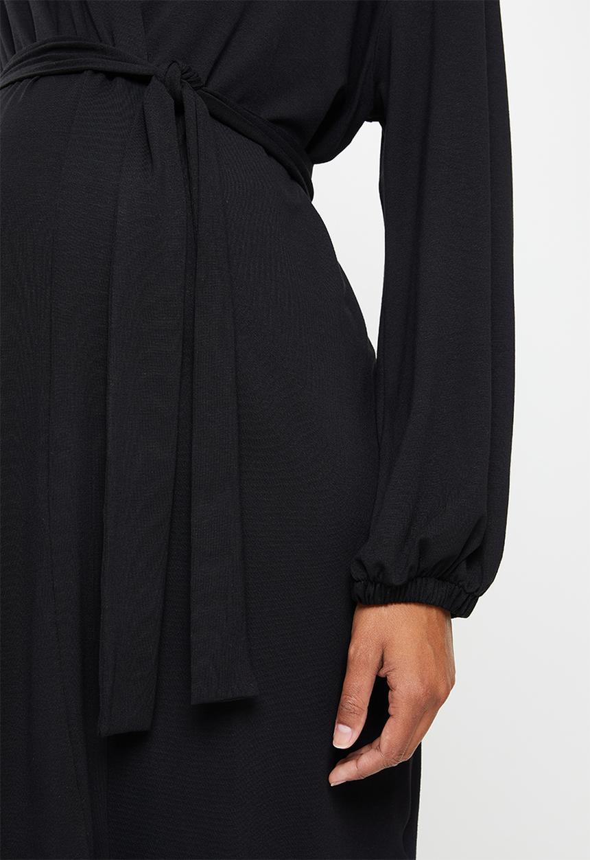 edit Maternity - Maternity balloon sleeve robe - black