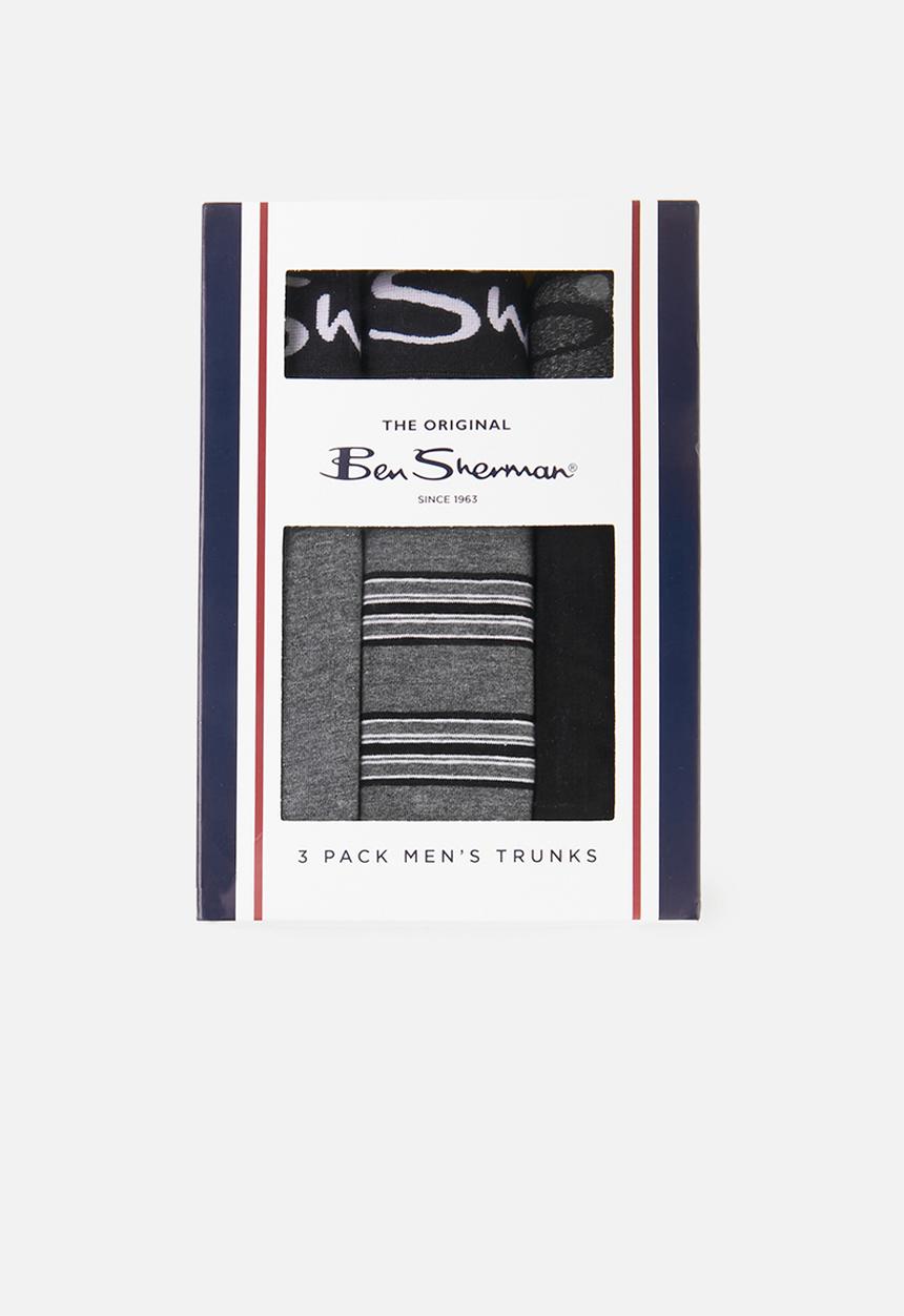 Ben Sherman - Easton 3 pack trunks - charcoal & black 