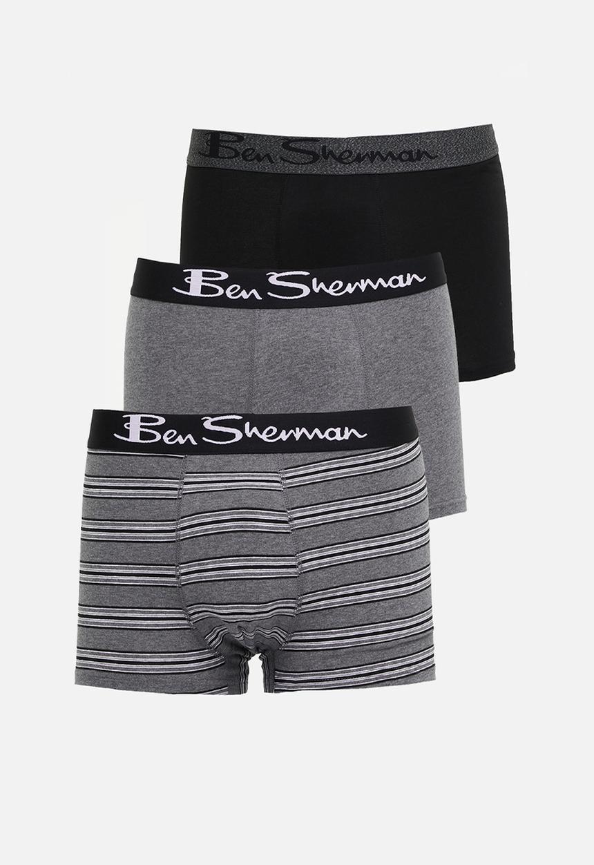 Ben Sherman - Easton 3 pack trunks - charcoal & black 