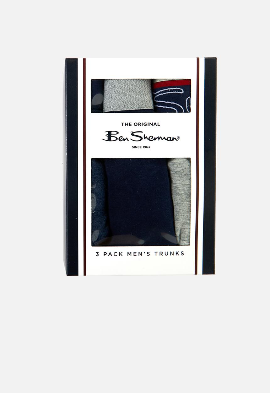 Ben Sherman - Leif 3 pack trunks - blue & grey 