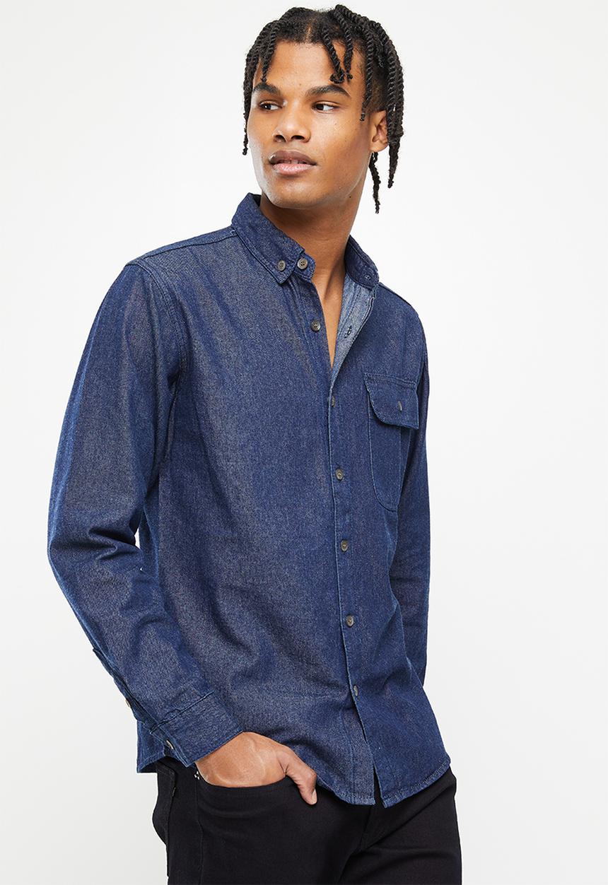 basicthread - Rinse wash denim shirt - dark blue
