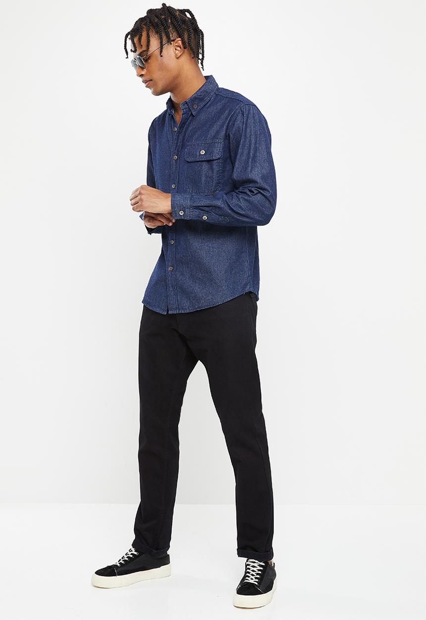 basicthread - Rinse wash denim shirt - dark blue