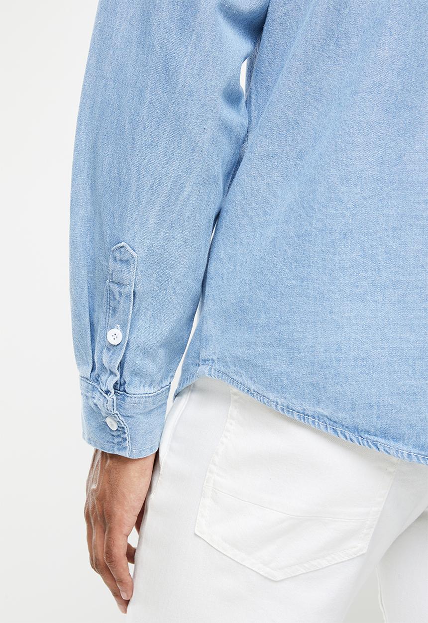 basicthread - Light wash heavy denim shirt - light blue