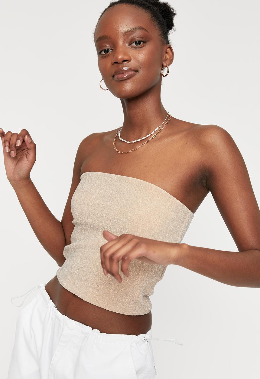 Supré  - Lacey tube top - champagne