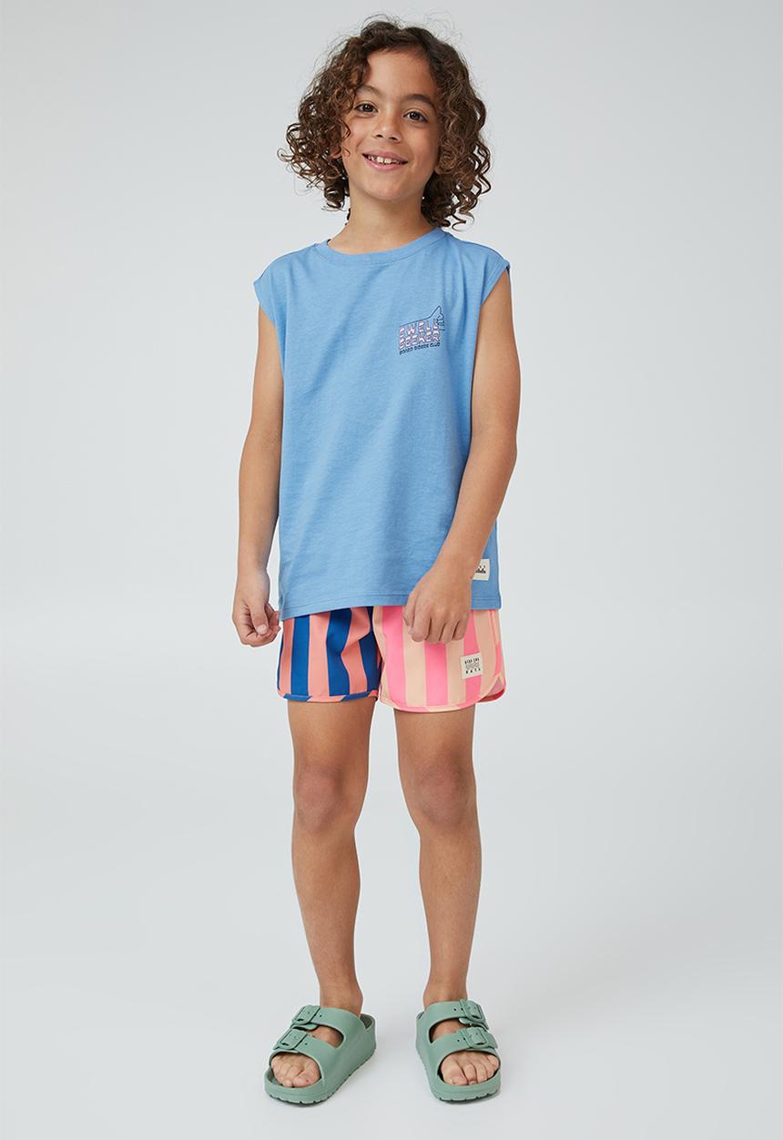 Cotton On - Oscar slouch tank - blue bell & surf croc