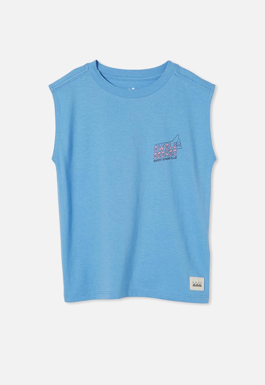 Cotton On - Oscar slouch tank - blue bell & surf croc