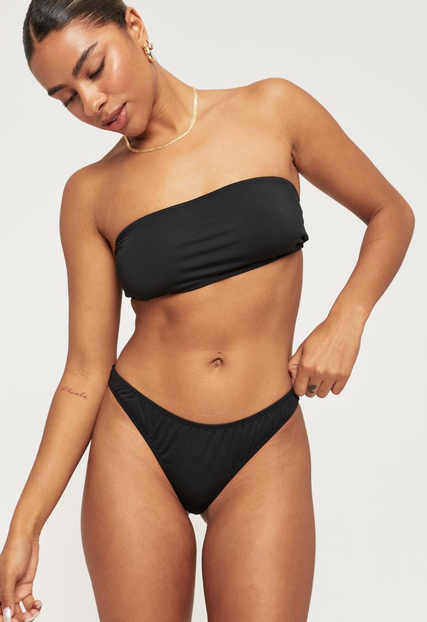 Supré  - Luxe gathered bikini bottom - black