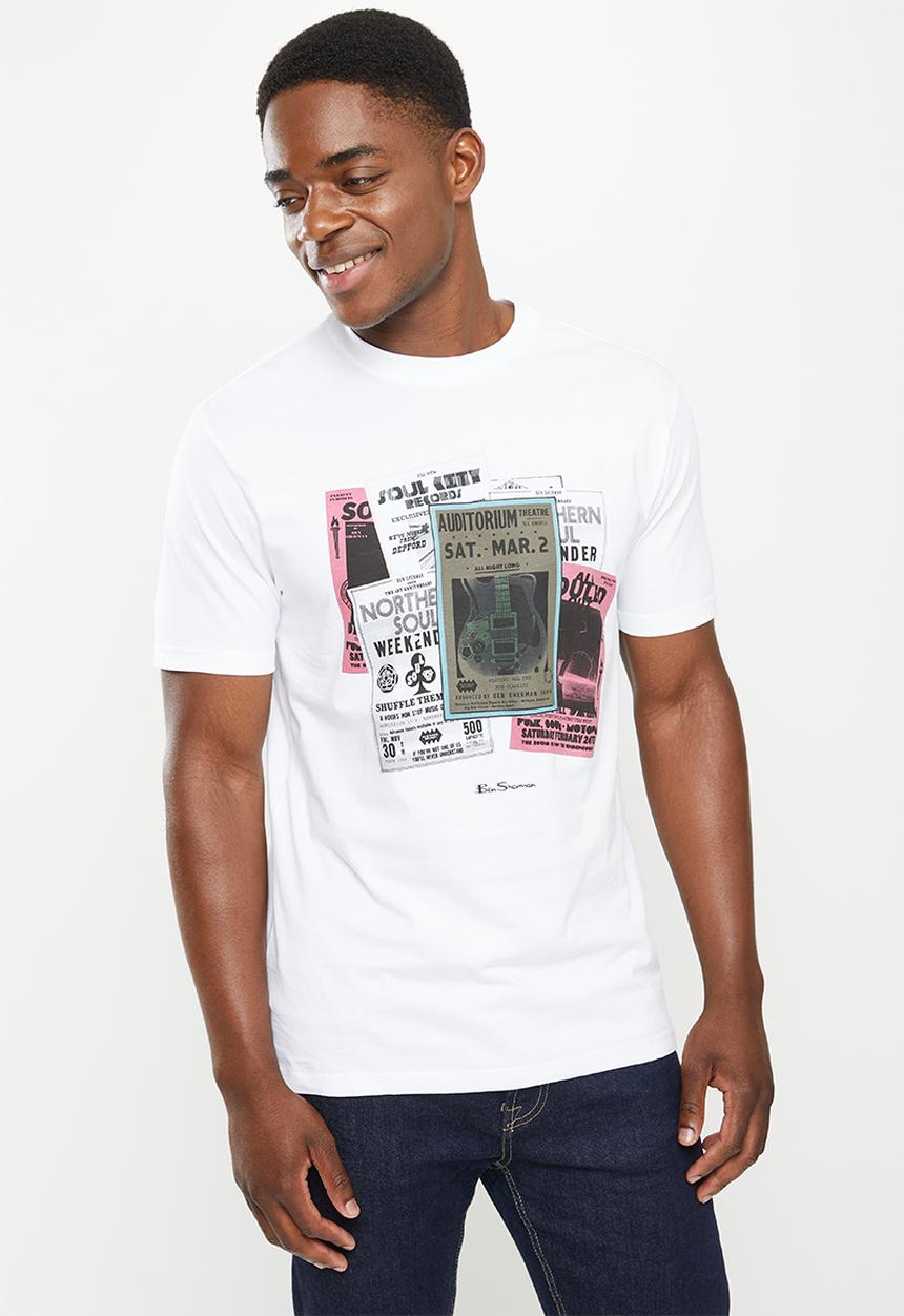 Ben Sherman - Poster guitar tee shirt - white