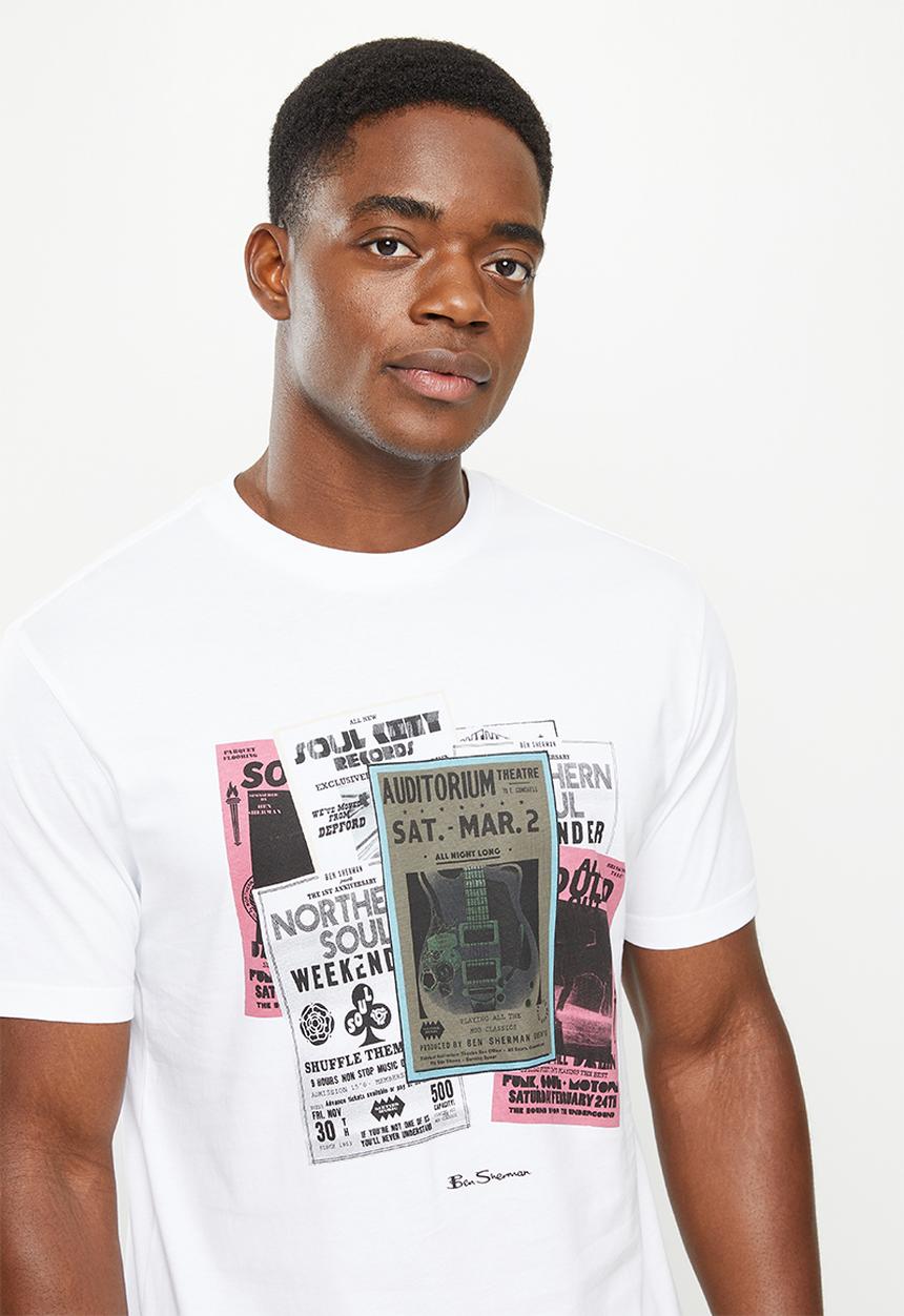 Ben Sherman - Poster guitar tee shirt - white