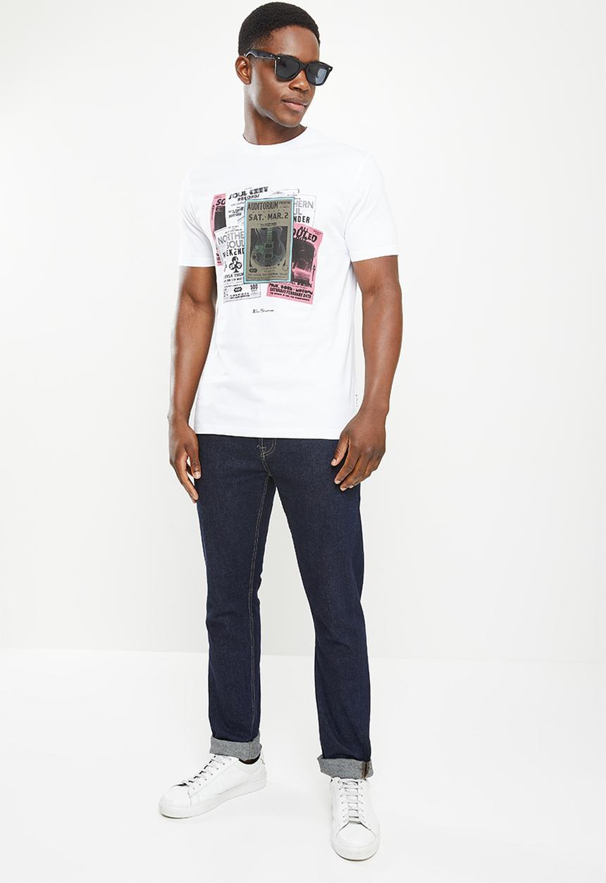 Ben Sherman - Poster guitar tee shirt - white
