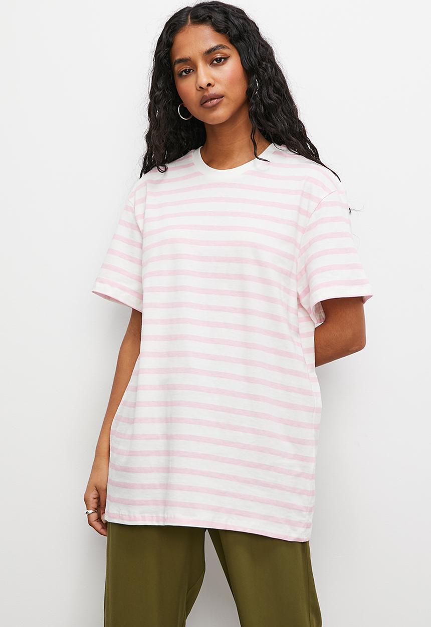 Superbalist - Basic crew easy fit stripe - pink stripe