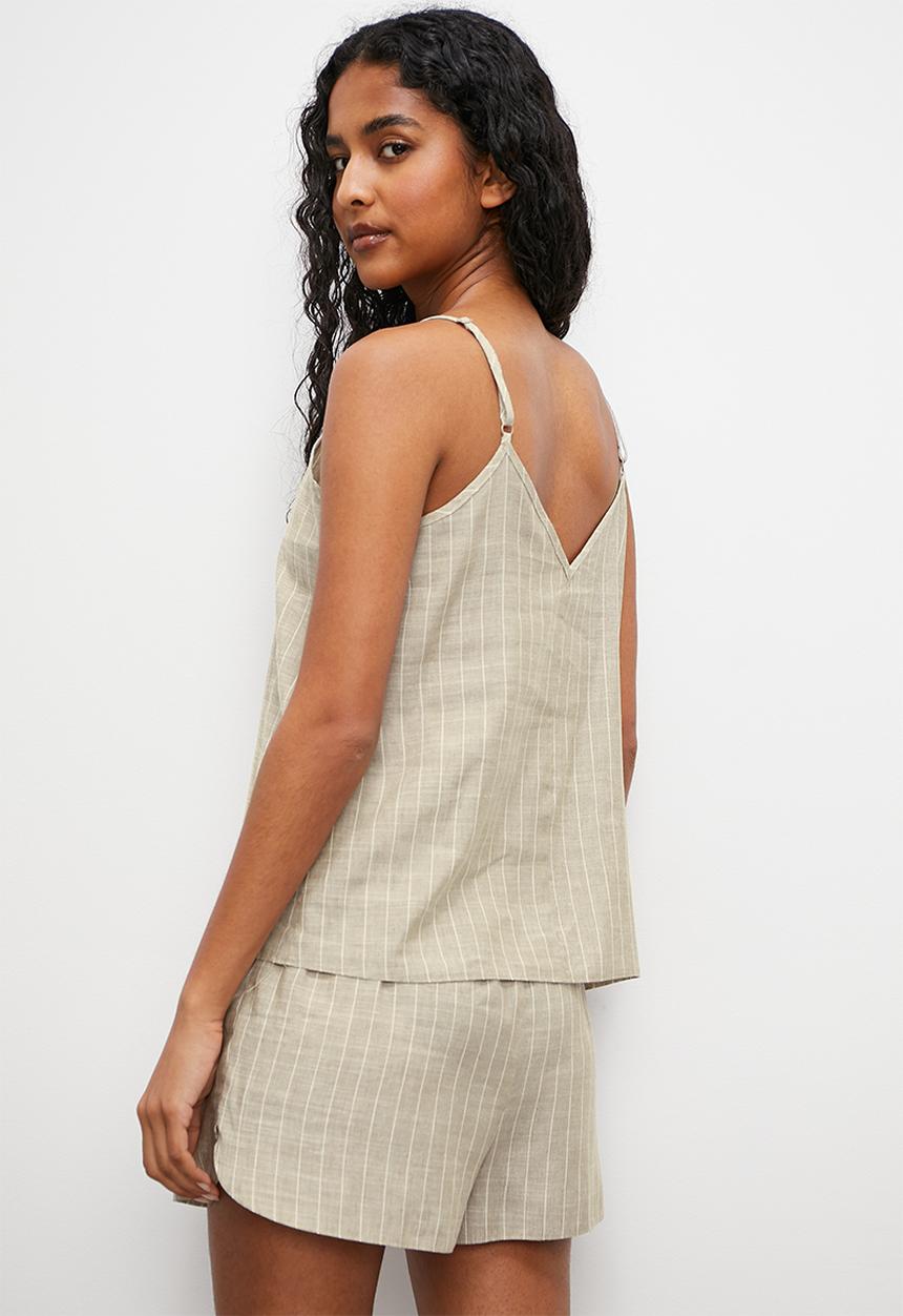 Superbalist - Linen sleep cami & shorts - stripe