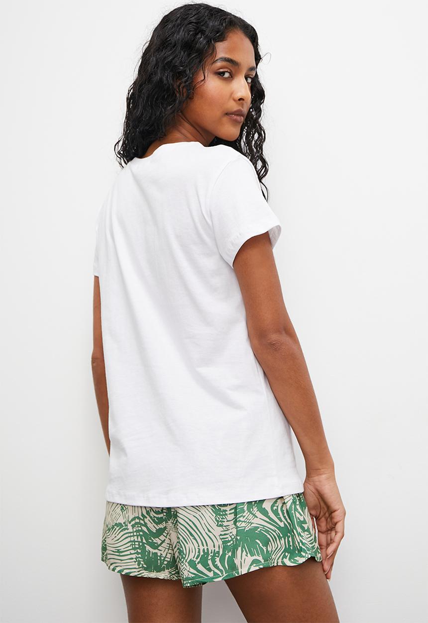Superbalist - Shorts & tee set - white & greens bark print