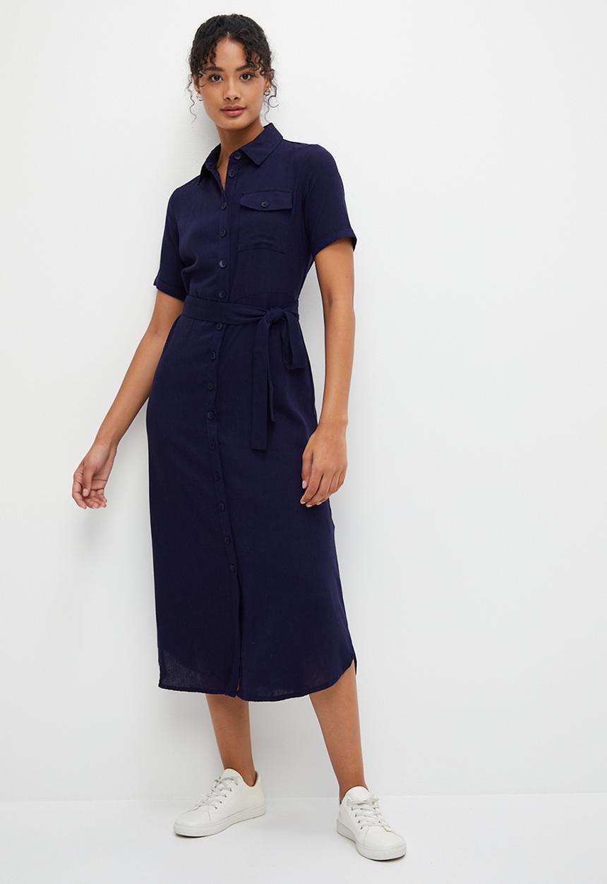 edit - Roll up sleeve shirt dress - ink
